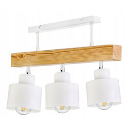 LAMPA drewniana belka sufitowa ŻYRANDOL PLAFON LOFT BIAŁY na 3x KLOSZ E27