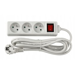 Przedłużacz sieciowy listwa zasilająca 3 gniazda 230V z włącznikiem 3m