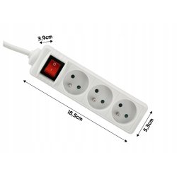 Przedłużacz sieciowy listwa zasilająca 3 gniazda 230V z włącznikiem 3m