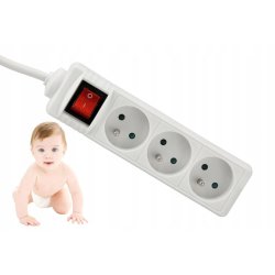 Przedłużacz sieciowy listwa zasilająca 3 gniazda 230V z włącznikiem 3m