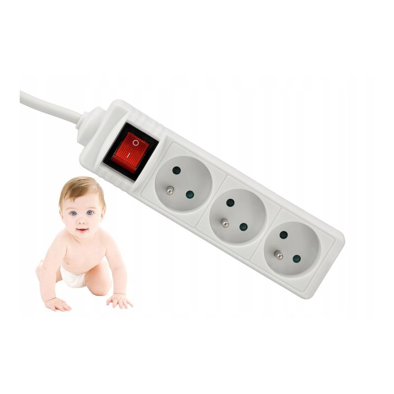 Przedłużacz sieciowy listwa zasilająca 3 gniazda 230V z włącznikiem 3m