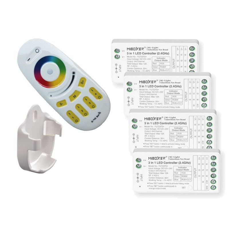 ZESTAW STREFOWY do taśm led RGB RGBW PILOT + 4 STEROWNIKI odbiorniki FUT037