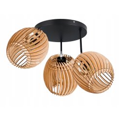 LAMPA WISZĄCA sufitowa żyrandol PLAFON ruchomy klosz BECZUŁKA drewno 3x E27
