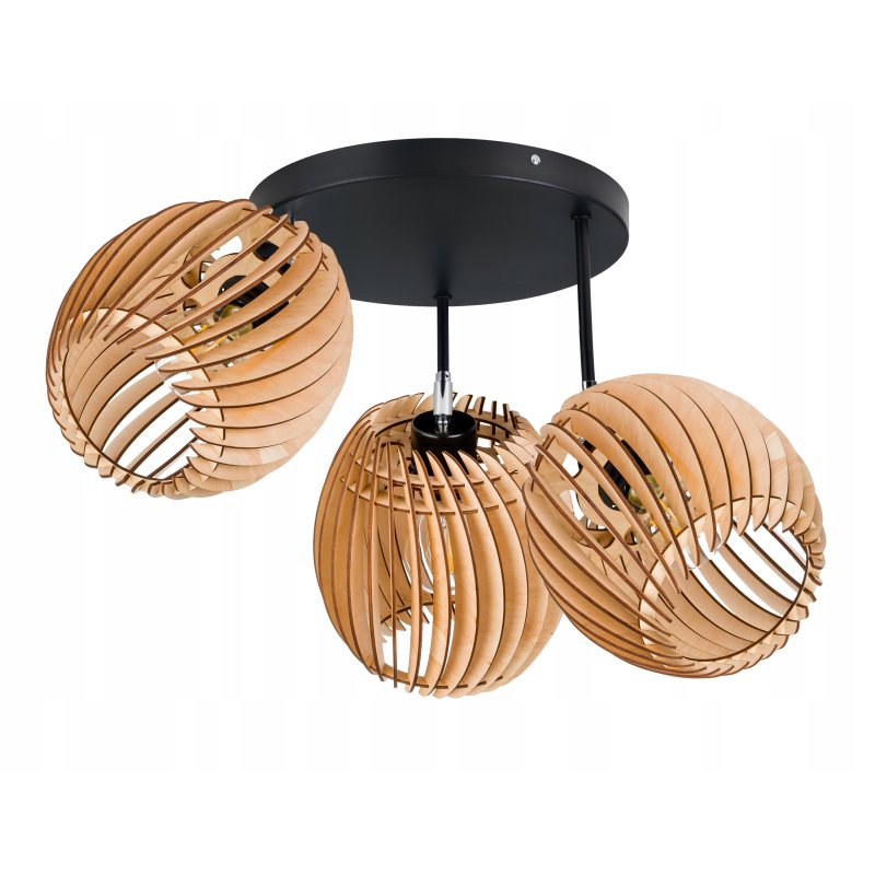LAMPA WISZĄCA sufitowa żyrandol PLAFON ruchomy klosz BECZUŁKA drewno 3x E27