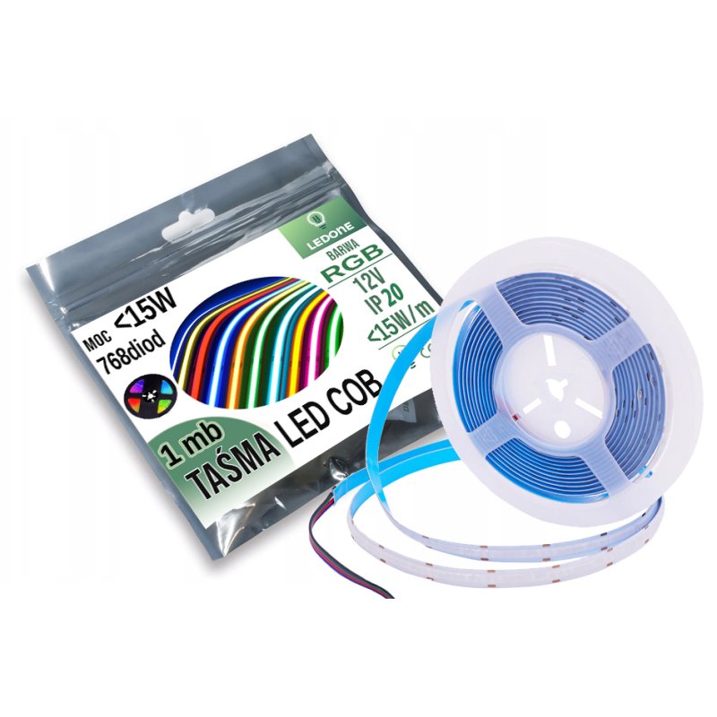Taśma LED COB linia RGB 12V 15w/m neon odcinek 1m