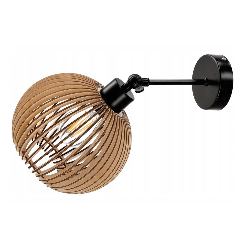 LAMPA KINKIET na E27 ścienny ruch loft KULA Drewno