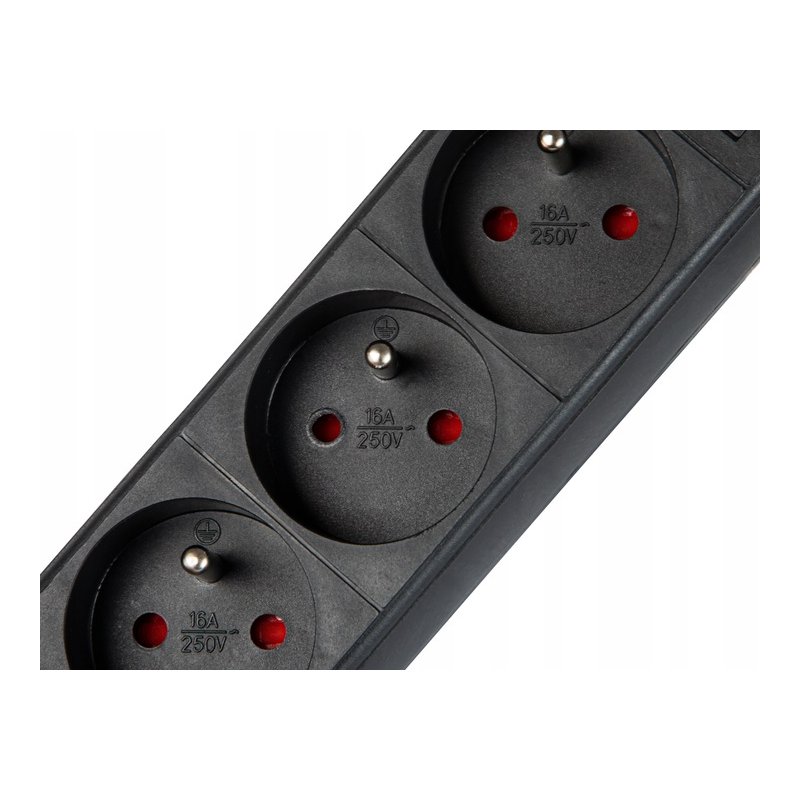 Przedłużacz sieciowy listwa zasilająca 5 gniazd 230V z włącznikiem 5m black