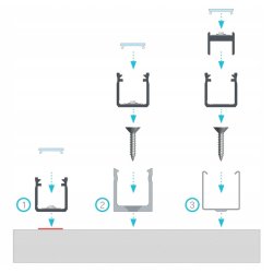 2m Profil aluminiowy nawierzchniowy typ Y wysoki głęboki + Klosz