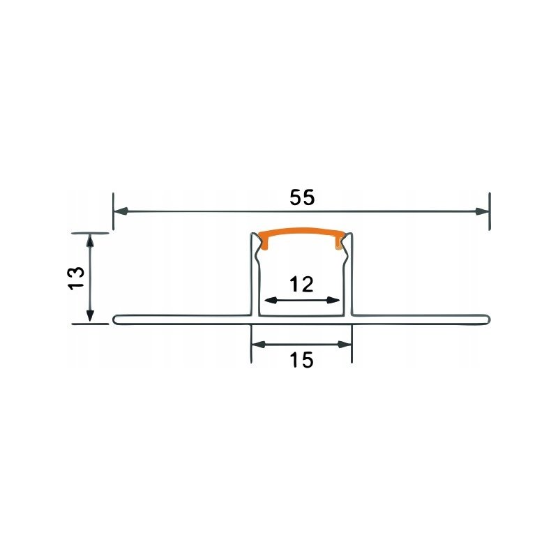 PROFIL aluminiowy czarny do PŁYTEK gips + KLOSZ mleczny + zaślepki 2m