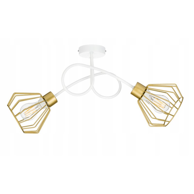 Lampa sufitowa żyrandol wisząca LOFT kręcona drut brylant na 2x E27 złota