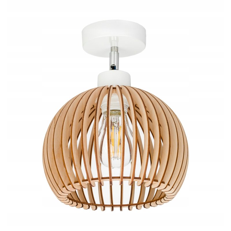 Lampa kinkiet ścienny regulowany LOFT klosz kula 36 Drewno na 1x e27