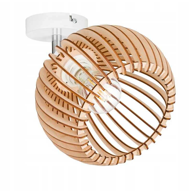 Lampa kinkiet ścienny regulowany LOFT klosz kula 36 Drewno na 1x e27