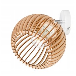 Lampa kinkiet ścienny regulowany LOFT klosz kula 36 Drewno na 1x e27