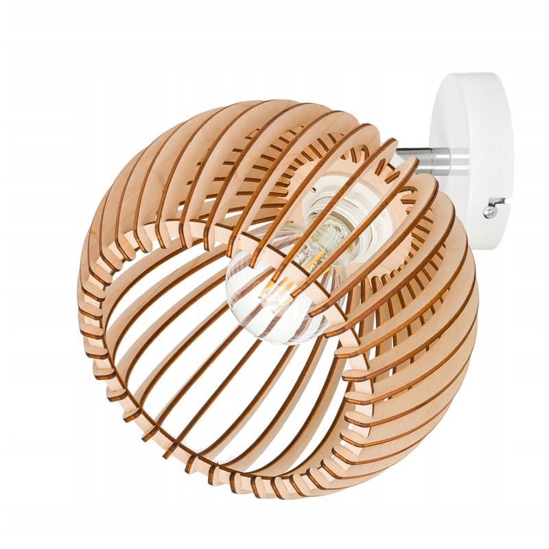 Lampa kinkiet ścienny regulowany LOFT klosz kula 36 Drewno na 1x e27