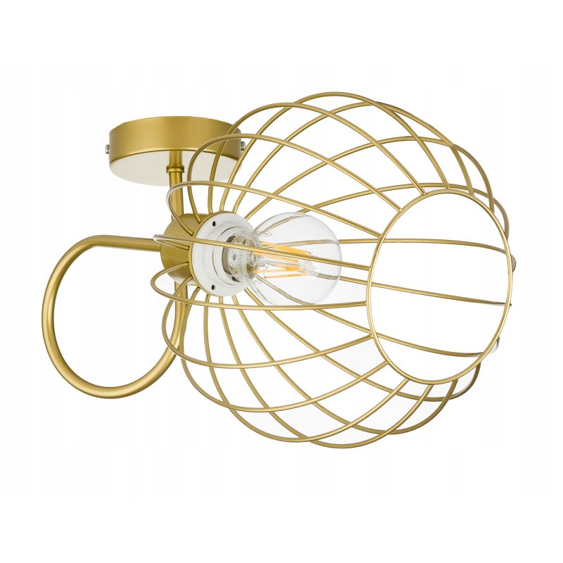 LAMPA KINKIET E27 żyrandol stały kręcony loft drut Kula XL złoty na 1 x E27