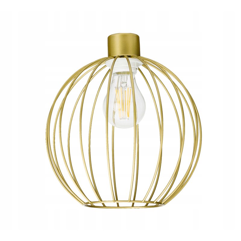 LAMPA KINKIET E27 żyrandol stały kręcony loft drut Kula XL złoty na 1 x E27