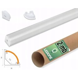 Zestaw 2mb Profil aluminiowy WĄSKI narożny rogowy BIAŁY + KLOSZ do taśm led