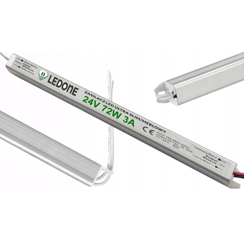Zasilacz napięciowy 24V 72W 3A ultra slim montażowy do taśm LED cienki