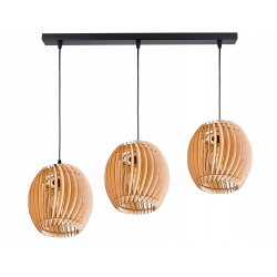 LAMPA WISZĄCA sufitowa żyrandol ZWIS belka klosz BECZUŁKA drewno na 3x E27