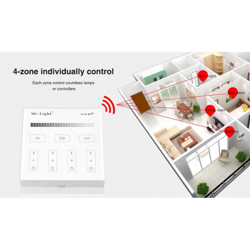 Pilot Panel Milight B1 MONO 4-strefy na 2x AAA