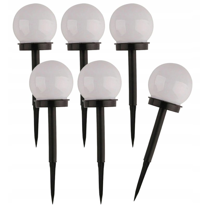 Zestaw 6x Lampa ogrodowa SOLARNA LED ZIMNA KULA
