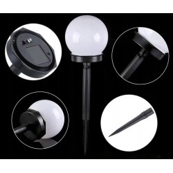 Zestaw 6x Lampa ogrodowa SOLARNA LED ZIMNA KULA