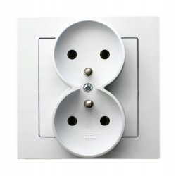 GNIAZDO PODWÓJNE z/Uz z RAMKĄ seria OSPEL AS 1kpl.