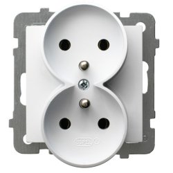 GNIAZDO PODWÓJNE z/Uz z RAMKĄ seria OSPEL AS 1kpl.