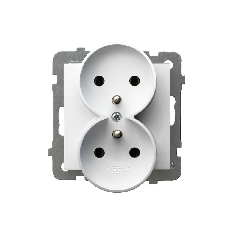 GNIAZDO PODWÓJNE z/Uz z RAMKĄ seria OSPEL AS 1kpl.