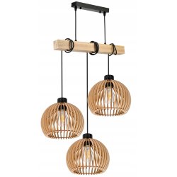 LAMPA drewniana belka wisząca sufitowa ŻYRANDOL ZWIS LOFT KULA DREWNO E27