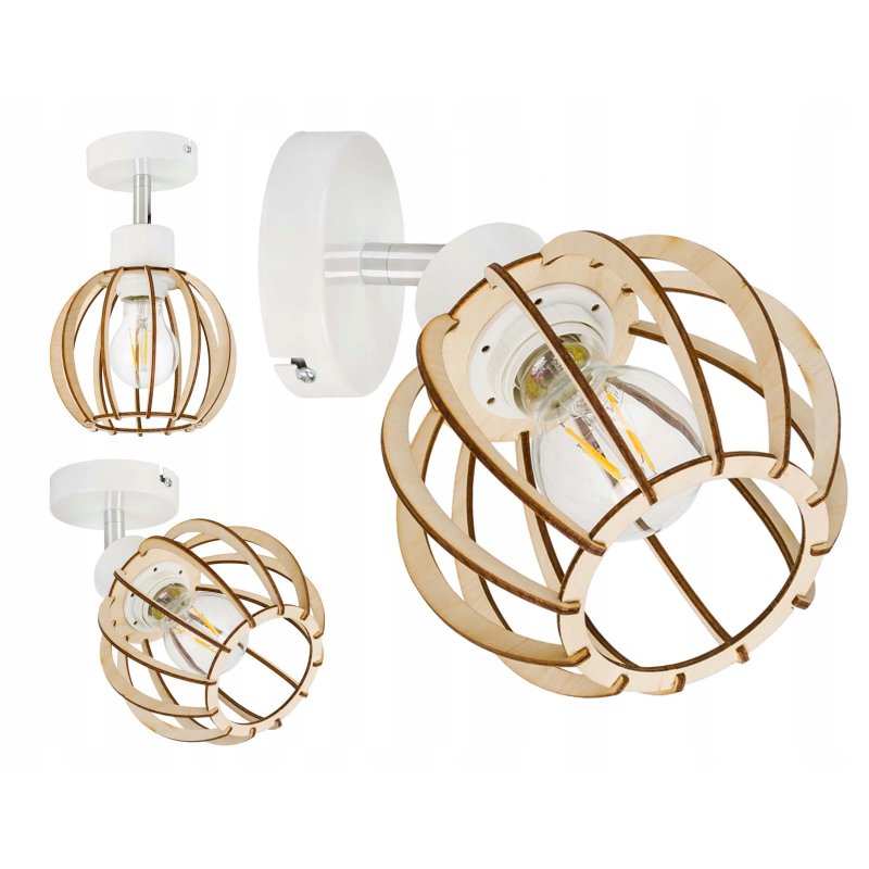 LAMPA KINKIET E27 ścienny regulowany loft Drewno