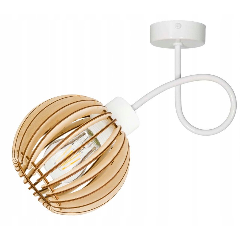 Lampa kinkiet E27 ścienny stały loft kula drewno