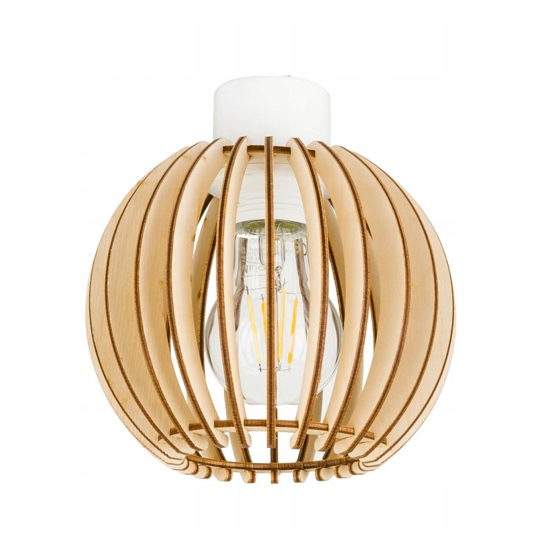 Lampa kinkiet E27 ścienny stały loft kula drewno