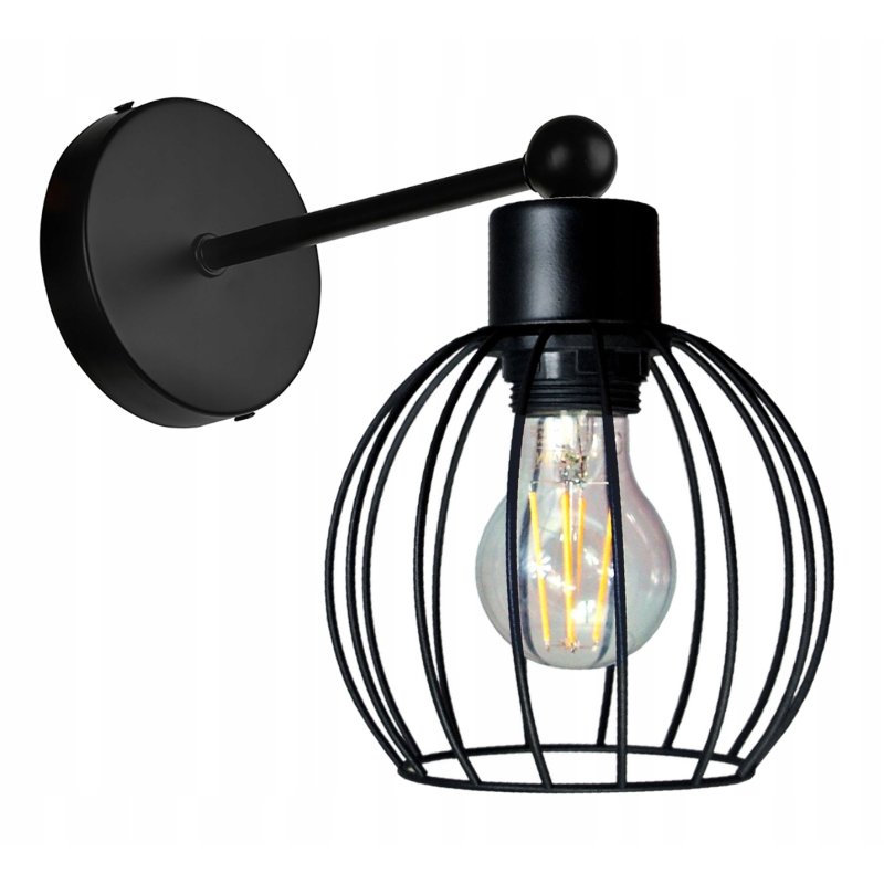 LAMPA KINKIET E27 ścienny stały loft drut KULA
