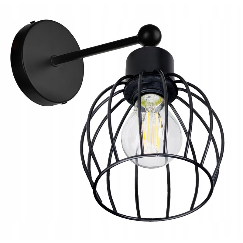 LAMPA KINKIET E27 ścienny stały loft drut KULA
