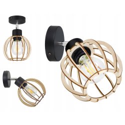 LAMPA KINKIET E27 ścienny ruchomy loft KULA Drewno