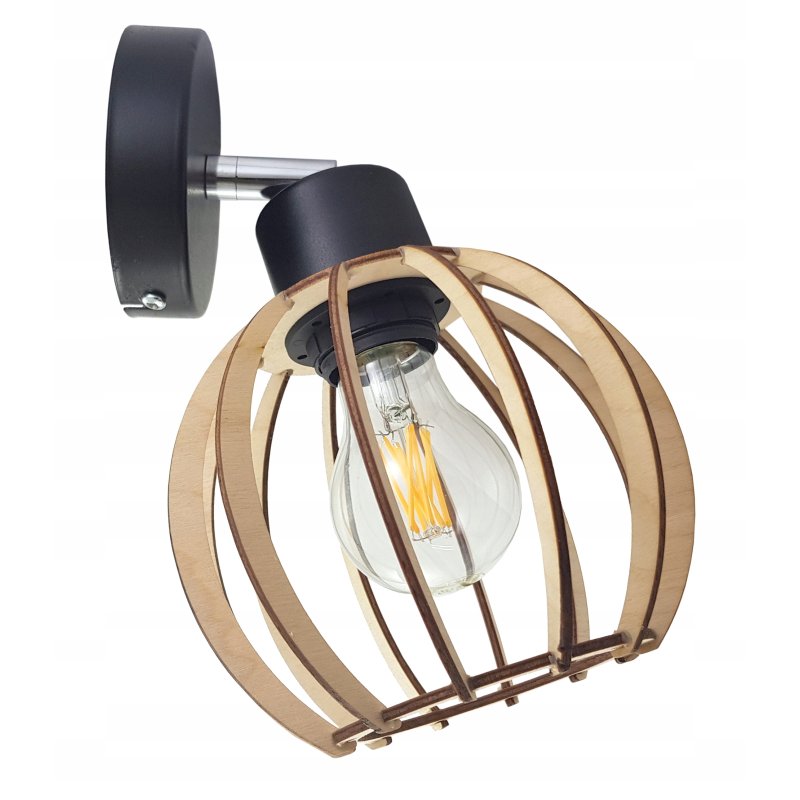 LAMPA KINKIET E27 ścienny ruchomy loft KULA Drewno