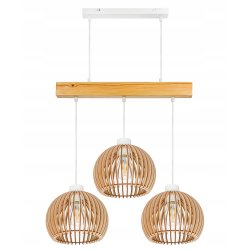 LAMPA drewniana belka wisząca sufitowa ŻYRANDOL ZWIS LOFT KULA DREWNO E27