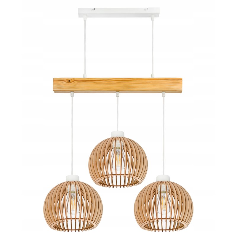 LAMPA drewniana belka wisząca sufitowa ŻYRANDOL ZWIS LOFT KULA DREWNO E27