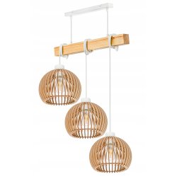LAMPA drewniana belka wisząca sufitowa ŻYRANDOL ZWIS LOFT KULA DREWNO E27