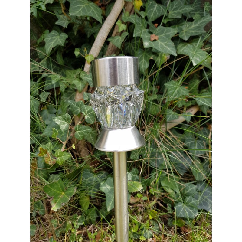 Lampka ogrodowa LAMPA wpijana stojaca 2w1 SOLARNA kryształ LED ZIMNA + RGB