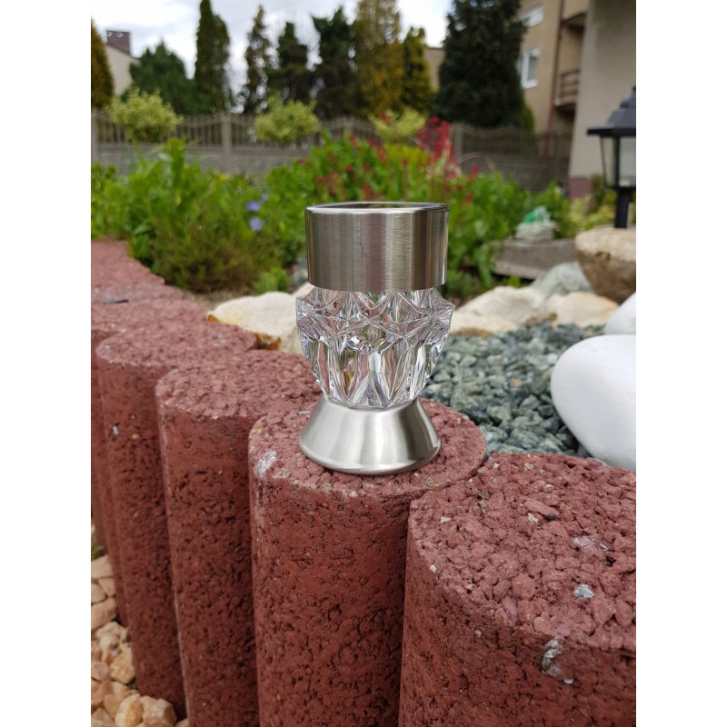 Lampka ogrodowa LAMPA wpijana stojaca 2w1 SOLARNA kryształ LED ZIMNA + RGB