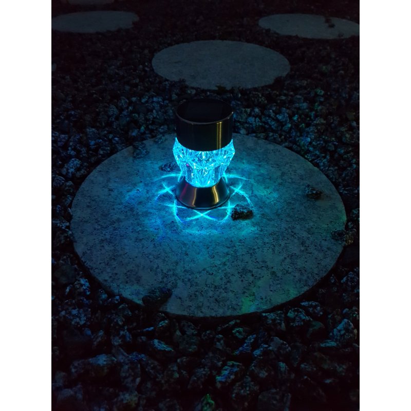 Lampka ogrodowa LAMPA wpijana stojaca 2w1 SOLARNA kryształ LED ZIMNA + RGB