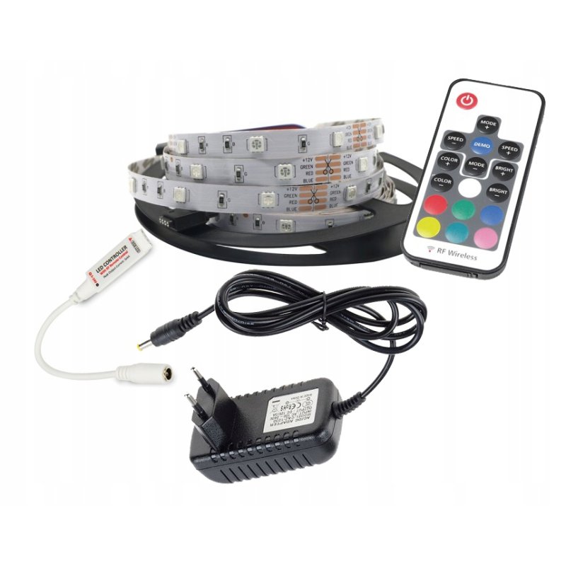 Taśma LED ZESTAW 150 RGB 3m + sterownik RF17 + zas
