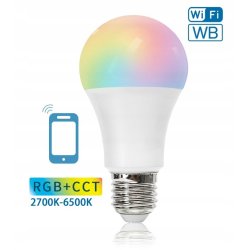 Żarówka SMART inteligentna LED E27 A60 12W RGB+CCT na WIFI + Bluetooth