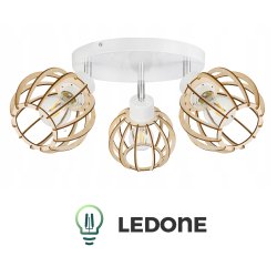 LAMPA WISZĄCA SUFITOWA ŻYRANDOL DREWNIANA REGULOWANA 3 RUCHOME KLOSZE