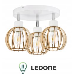 LAMPA WISZĄCA SUFITOWA ŻYRANDOL DREWNIANA REGULOWANA 3 RUCHOME KLOSZE