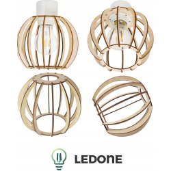 LAMPA WISZĄCA SUFITOWA ŻYRANDOL DREWNIANA REGULOWANA 3 RUCHOME KLOSZE