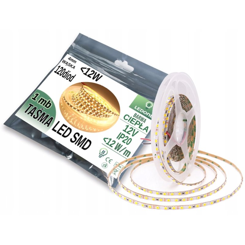 SUPER WĄSKA Taśma LED PREMIUM 4mm 2835 600 IP20 1m