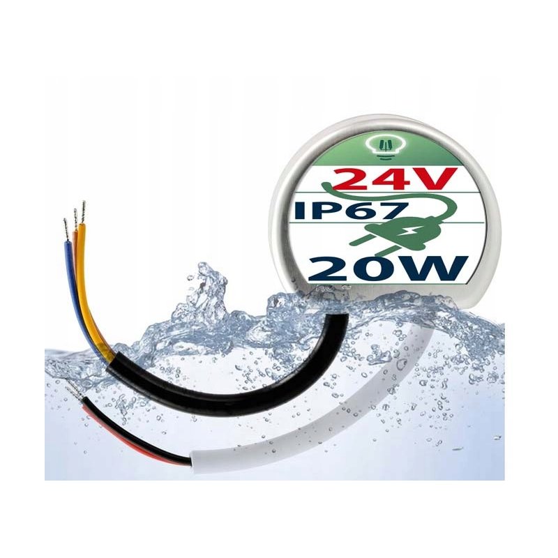 Zasilacz do puszki fi60 do taśm LED 24V 20W 1,2A dopuszkowy IP67 hermetyk